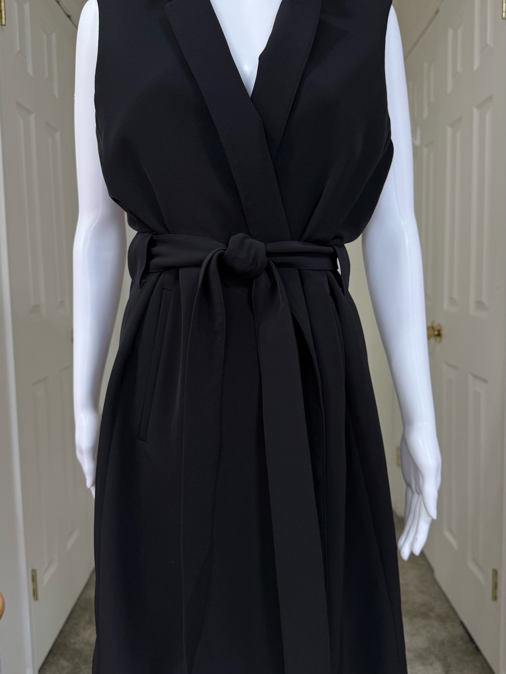Express Black Sleeveless Wrap Vest with Self-Tie Belt